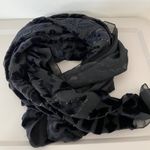 Ellen Tracy Silk Blend Black Velvet Burnout Sheer Scarf Shawl Shimmer Whimsigoth Evening Photo 0