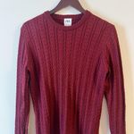 ZARA Crewneck Maroon Cable Knit Sweater Size Medium Long Sleeves Photo 1