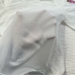 a.n.a  Women's White Cold Shoulder Crew Neck Short White Tie Sleeve Blouse Photo 8