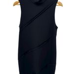Alice + Olivia  Black Sleeveless Mock Neck Asymmetrical Seam Dress Size L Photo 0