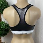 Calvin Klein  Silver & White Metallic Cropped Athletic Racerback Bralette Top M Photo 1
