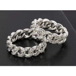 Boutique 8mm Iced White Gold‎ Plated Sterling Cuban Chain Ring, Adjustable Photo 4