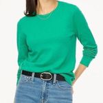 J.Crew NWT Teddie Kelly Green Cotton Pullover Sweater Sz L Small hole Incl patch Photo 0