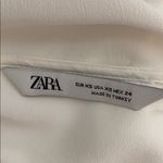 ZARA  Oversized White Pleated Blouse Semi-Sheer Flowy Top Size XS Photo 3