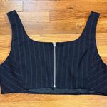 Avec Les Filles Womens XL Pin Stripe Suit Sleeveless Zip Crop Top Corporatecore Photo 5