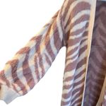 Jennifer Lopez Long Sweater Cardigan Mauve Blush Pink Animal Print Open Front Photo 5