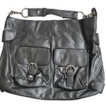 Kate Landry Black cowhide EUC Leather Hobo Shoulder Bag Silver Buckle Photo 0