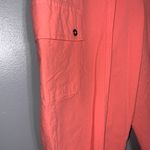 Blair  Melon Orange Pull On Elastic Drawstring High Waist Cargo Capri Pockets Lg Photo 3