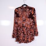 Free People Lady Luck High Neck Long Sleeves Cut Out Back Mini Tunic Dress Red Photo 3