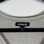 EXPRESS Silver Metallic Sparkle Ribbed Mid Sleeve Ruched Top Sz M Holiday Party Photo 1