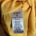 SWF Halter Dress Milk Maid Button Down Ruched Back Knee Length Marigold Medium Yellow Photo 2