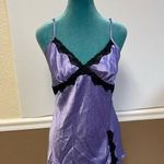 Victoria's Secret Purple Satin Chemise with Black Lace Trim Photo 1