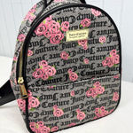Juicy Couture  Pink Rose Print Black Logo Faux Leather
Backpack Photo 0