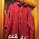 Vintage Premier International Ladies Maroon Christmas Fleece Sweater Plus Sz 2x Red Photo 0