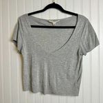 Urban Outfitters Project Social T Grey Cropped Deep V-Neck Photo 0