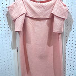 Audrey Ann Pink Textured Cold Shoulder Ruffle Dress Metallic Patterned Size M Photo 0