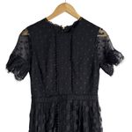 Saloni Andie Black Polka Dot Mesh Short Sleeve Cocktail Midi Dress Size 6 Photo 6