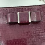 Coach Burgundy Patent Leather Wristlet – Bow Detail, Small Shoulder Bag Photo 3