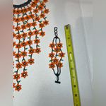 Handmade Floral Beaded Necklace, bracelet and Earring Set. Orange Photo 3