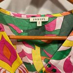 JODIFL Silky tropical festival Palm Springs oversized cap sleeve blouse v-neck Photo 6