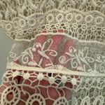 Lace Fringe Crochet Top Cover Up Bohemian Festival Beach Beige Women's M Tan Size M Photo 2