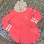 Hot Miami Styles love this product Neon Pink & White Split-Hem Varsity Stripe Hoodie - Women Photo 2