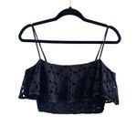 A.Peach Eyelet Crop Top With Ruffle Flounce Detail & Adjustable Straps Photo 1