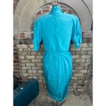 shirt Dress blue shoulder pads 100% silk Size 12 Photo 4