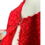 ZARA  Woman Red Tweed Bouclé Blazer Jacket,Parisian Chic, Statement Piece M Photo 5