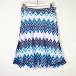 Vintage y2k Zac & Rachel Blue & White Chevron Zigzag Mermaidcore Midi Skirt Sz S Photo 1