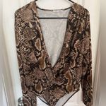 ZARA Brown Snakeskin Pattern Top Photo 0