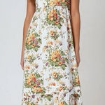 Anthropologie  Floral Multicolor Sleeveless Square Neck Maxi Dress White Large Photo 0
