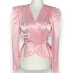Vintage All That Jazz Pink Satin Peplum Blouse V Neck 80s Glam Blazer Hourglass Size XS Photo 11