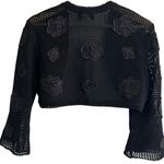Elana Womens Y2K Crochet Knit Bolero Sweater Size M Floral Applique Whimsigoth Black Size M Photo 2