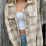 Boutique Tan Oversized Flannel Size Small  Photo 0