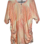 Calia Coral Orange‎ Print Short Sleeve Quarter Zip Rashguard Size 2X Orange Photo 0