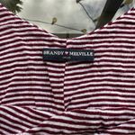 Brandy Melville Striped Spaghetti Strap Flowy Tank Top in Burgundy/White - Small Photo 7