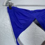 Athleta  Women M Blue Shirrendipity Halter Bikini Top V Neck Swimwear No Pads Photo 2