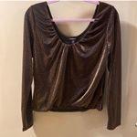 EXPRESS Tops Metallic Bronze Sparkle Long Sleeve Top Size XL Photo 2