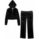 Juicy Couture 🔥 OG Bling Velour Tracksuit Hoodie & Pants Liqourice Black LARGE Photo 9