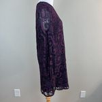 Sunday in Brooklyn Mini Dress S Purple Lace Lined Joy Long Sheer Sleeve Shift Photo 3