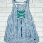 Hollister  Blue White Striped Sleeveless‎ Embroidered Tank, Light, Size Small Photo 0