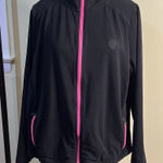 Ralph Lauren Lauren  knit zip up black jacket with pink trim Photo 0