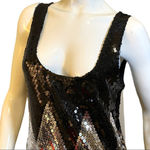 NWT BB Dakota Rhinna Sequin Chevron Tank Slip Dress Small Black Silver Bodycon Size M Photo 4