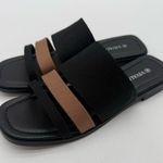 Vivaia Doris Square Toe Slide Sandal Old Money Knit Comfort Black Brown 7 Photo 1