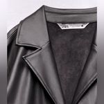 ZARA FAUX LEATHER JUMPSUIT V-neck Long Sleeves Front & Back Patch Pockets NEW Photo 9