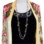 Vintage Uranium Vaseline Glass Bead Long Double Strand Necklace Gold Tone Photo 6