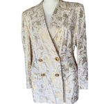 Escada Womens Cream Gold Brocade Blazer Double Breasted Size 40 (oversized) Photo 1