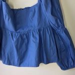 Reformation Jaxley Puff Sleeve Square Neck Blouse Blue Photo 5