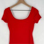 Haute Monde ‎ Red Stretch Ribbed Jersey Knit Side Slit Bodycon Scoop Maxi Dress S Photo 2